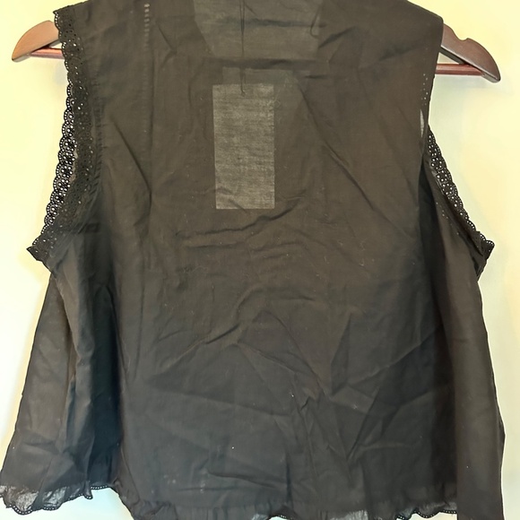 ZARA Embroidered Lace Trim Shirt — Black | Size Large | New With Tags - Picture 4 of 6